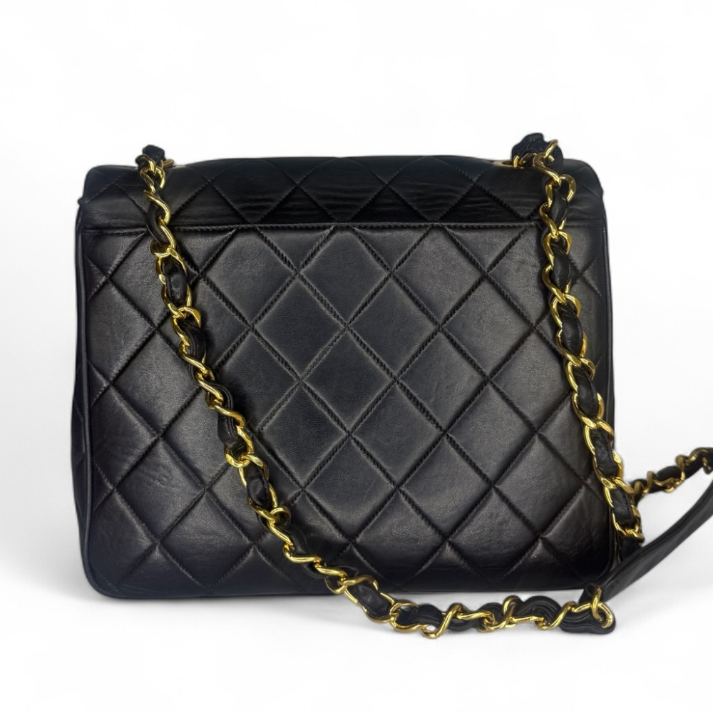 CHANEL Black Quilted Flap 24K Gold CC Logo Leather Shoulder Bag - Picture 4 of 12